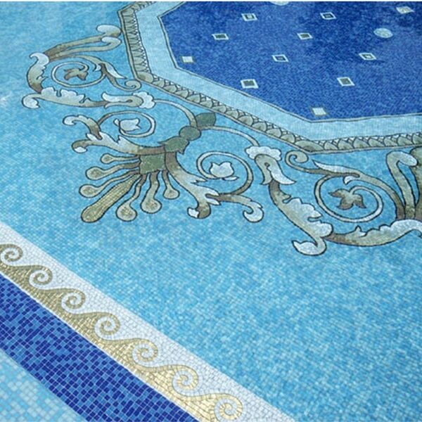 Custom Pools MEC | Greek scroll glam mosaic pool.