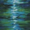Product design. Moonlight Glow Green PIXL abstract Vertex Glass mosaic made using AddTek system. Custom made night ocean view glass mosaic tile designs.