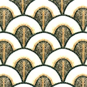 Custom Mosaics by MEC | Green and white marble mosaic pattern with a hint of yellow.