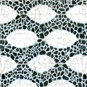 Custom Mosaics by MEC | Marble mosaic pattern made with irregular hand chopped marble stone tile pieces.