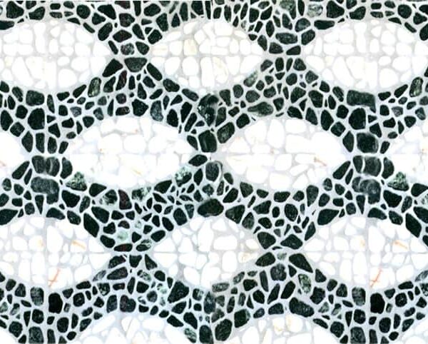 Custom Mosaics by MEC | Marble mosaic pattern made with irregular hand chopped marble stone tile pieces.