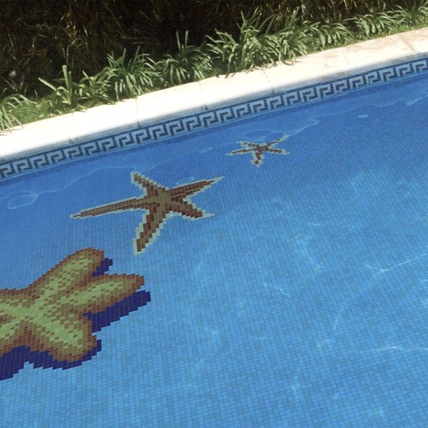 Custom Pool Mosaics by MEC | Starfish themed mosaic tile swimming pool design.