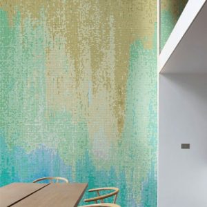 Product image. Beachfront Strokes PIXL abstract Vertex Glass mosaic made using AddTek system. Custom made glass mosaic tile designs. Free renders.