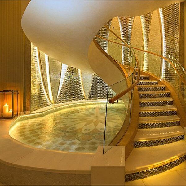 Custom Pools MEC | Luxury Indoor Round Pool with beautiful mosaic tile medallions