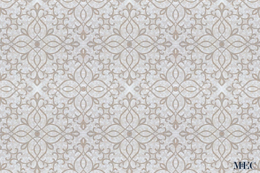 Custom Mosaics by MEC | Intertwining scrolls inspired by the vintage Persian tile patterns.