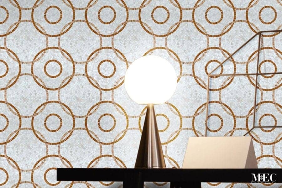 Custom Mosaics by MEC |Seamless tile pattern featuring well balanced circles and simple geometric shapes.
