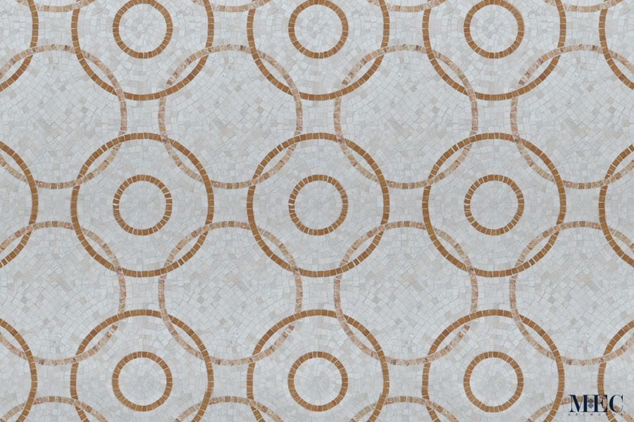 Custom Mosaics by MEC | Tile pattern featuring well balanced circles and simple geometric shapes.