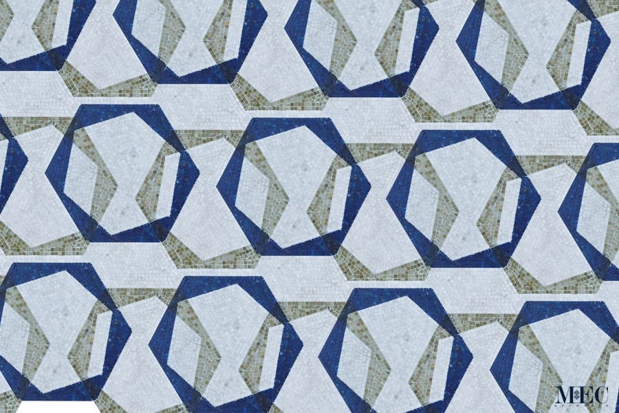 Custom Mosaics by MEC | Modern mosaic with refreshing overlapping hexagon design.