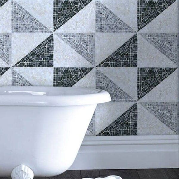 MEC | Modern black & white marble mosaic design with bold definite shapes and line.