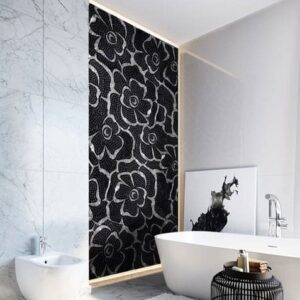 Custom Mosaics MEC | Black Floral Wall Art.