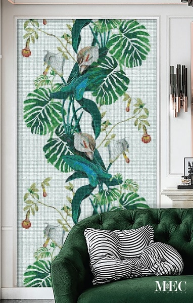 Custom Mosaics MEC | Mosaic mural featuring a splendid arrangement of Calla flowers