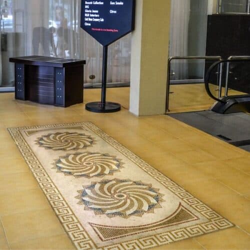 Custom Mosaics by MEC | Beautifully engulfed in a Versace-inspired border design