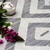 Custom Mosaics by MEC | Ikat pattern featuring gray & white diagonal squares.