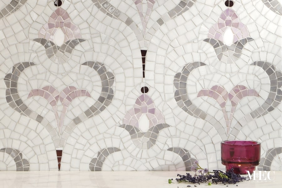 Okina II Lumin glass mosaic pattern installed on a wall