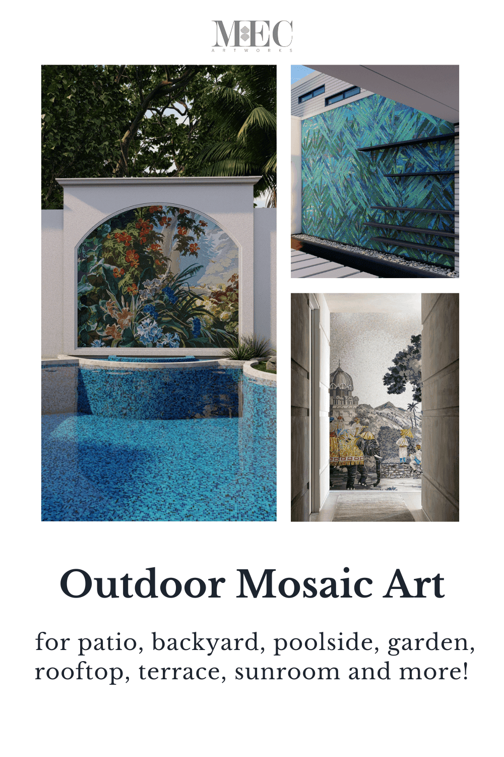 Pinterest blog image - outdoor wall mosaic ideas