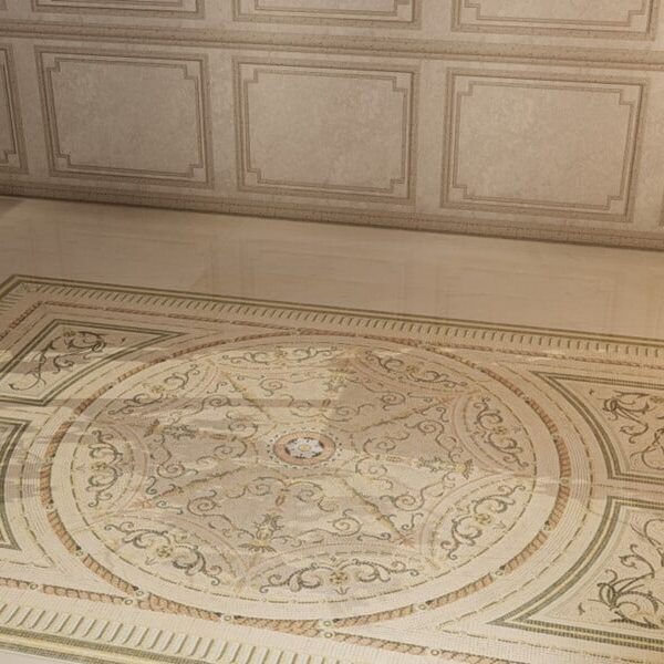 Adira Lacuna Baroque style-handcrafted-marble mosaic rug by MEC