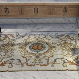 Alban Lacuna Baroque style-handcrafted-marble mosaic rug by MEC