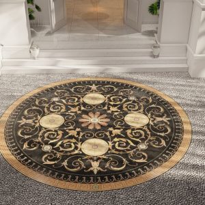 Blaise Lacuna Baroque style-handcrafted-marble mosaic rug medallion design by MEC 3D render