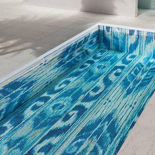 Dikort Aqua Vertex PIXL glass tile swimming pool mosaic by MEC 3D render