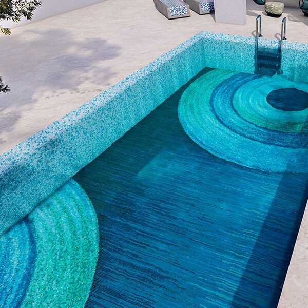 Dysk Aqua Vertex PIXL glass tile swimming pool mosaic by MEC 3D render