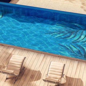 Elysian Aqua Vertex PIXL glass tile swimming pool mosaic by MEC 3D render