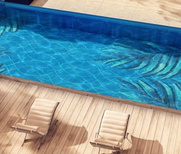 Elysian Aqua Vertex PIXL glass tile swimming pool mosaic by MEC 3D render