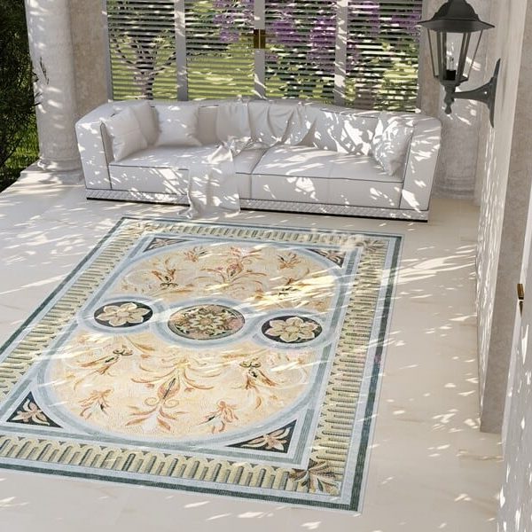 Erky Lacuna Baroque style-handcrafted-marble mosaic rug by MEC