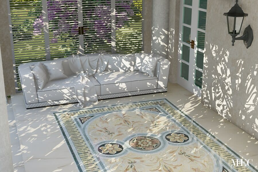 Erky Lacuna Baroque style-handcrafted-marble mosaic rug by MEC