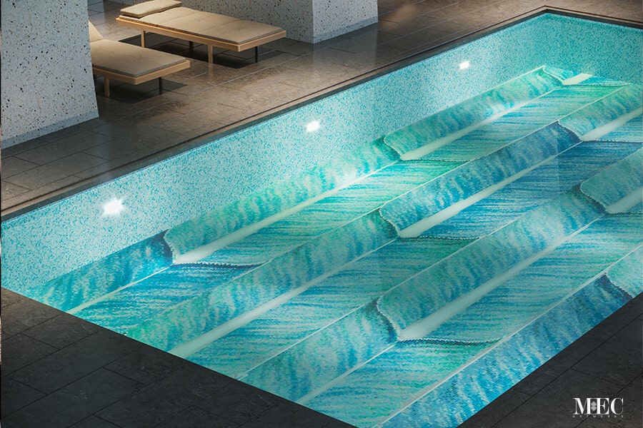 Feder Aqua Vertex PIXL glass tile swimming pool mosaic by MEC 3D render