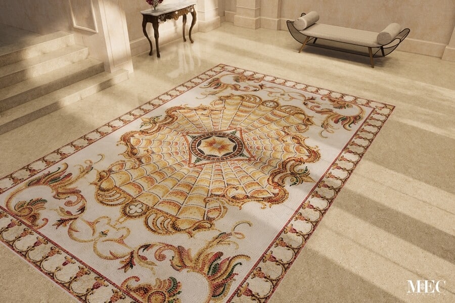 Gansev Lacuna Baroque style-handcrafted-marble-mosaic rug by MEC