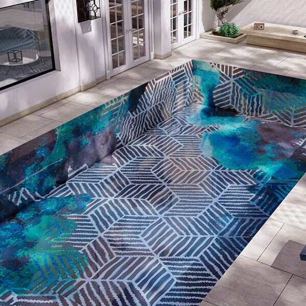 Hitari Aqua Vertex PIXL glass tile swimming pool mosaic by MEC 3D render