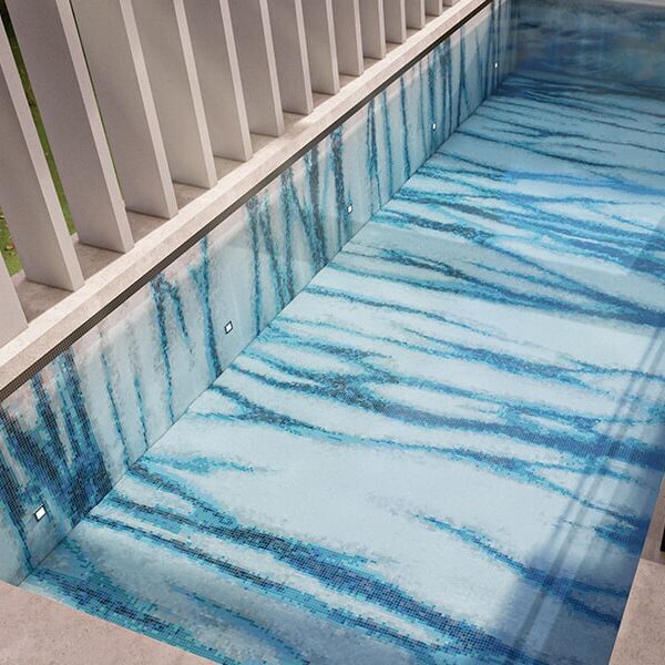Klaro Aqua Vertex PIXL glass tile swimming pool mosaic by MEC 3D render