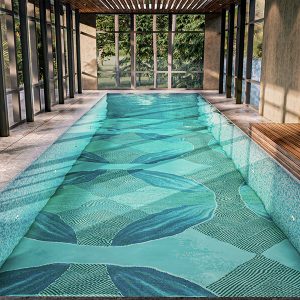 Noxu Aqua Vertex PIXL glass tile swimming pool mosaic by MEC 3D render