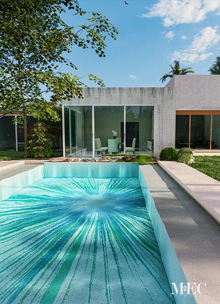 Raio Aqua Vertex PIXL glass tile swimming pool mosaic by MEC 3D render