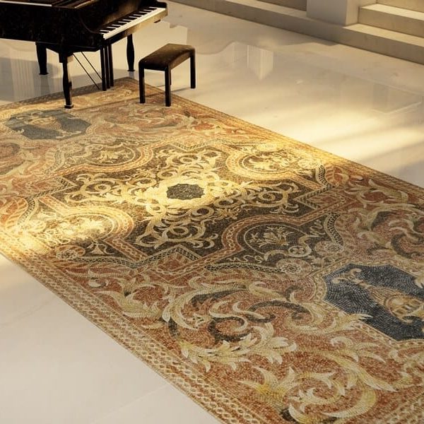 Ruta Lacuna Baroque style-handcrafted-marble-mosaic rug by MEC