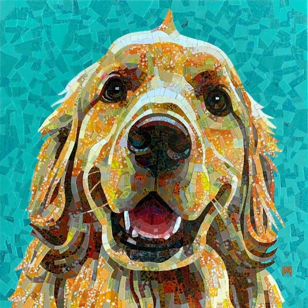 Donna Van Hooser. glass mosaic pet dog portrait