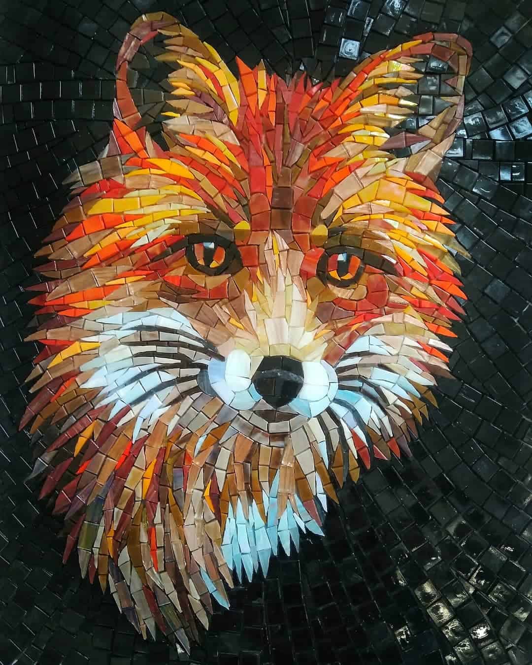 handcut jade glass tile fox from MEC's mosaic animals series