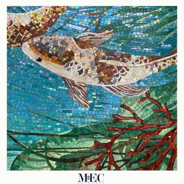 glass mosaic animal kingdom pond fish koi fish mosaic tile art