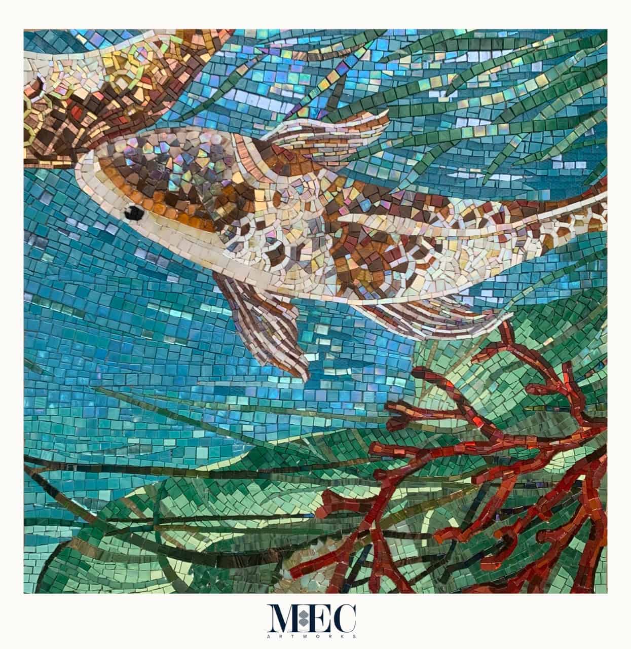 glass mosaic animal kingdom pond fish koi fish mosaic tile art