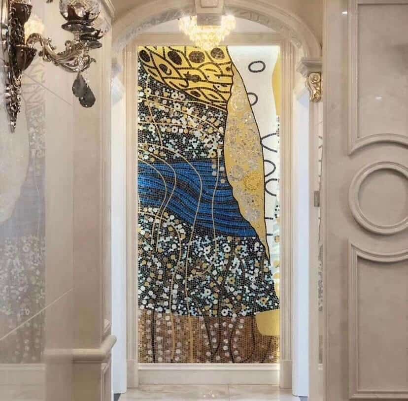 3 coloured vertical glass mosaic mural at competitive pricing