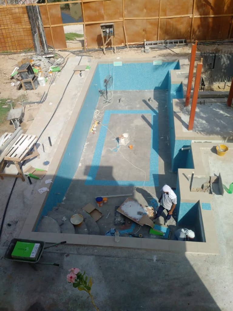 On-site photograph of swimming pool renovation.