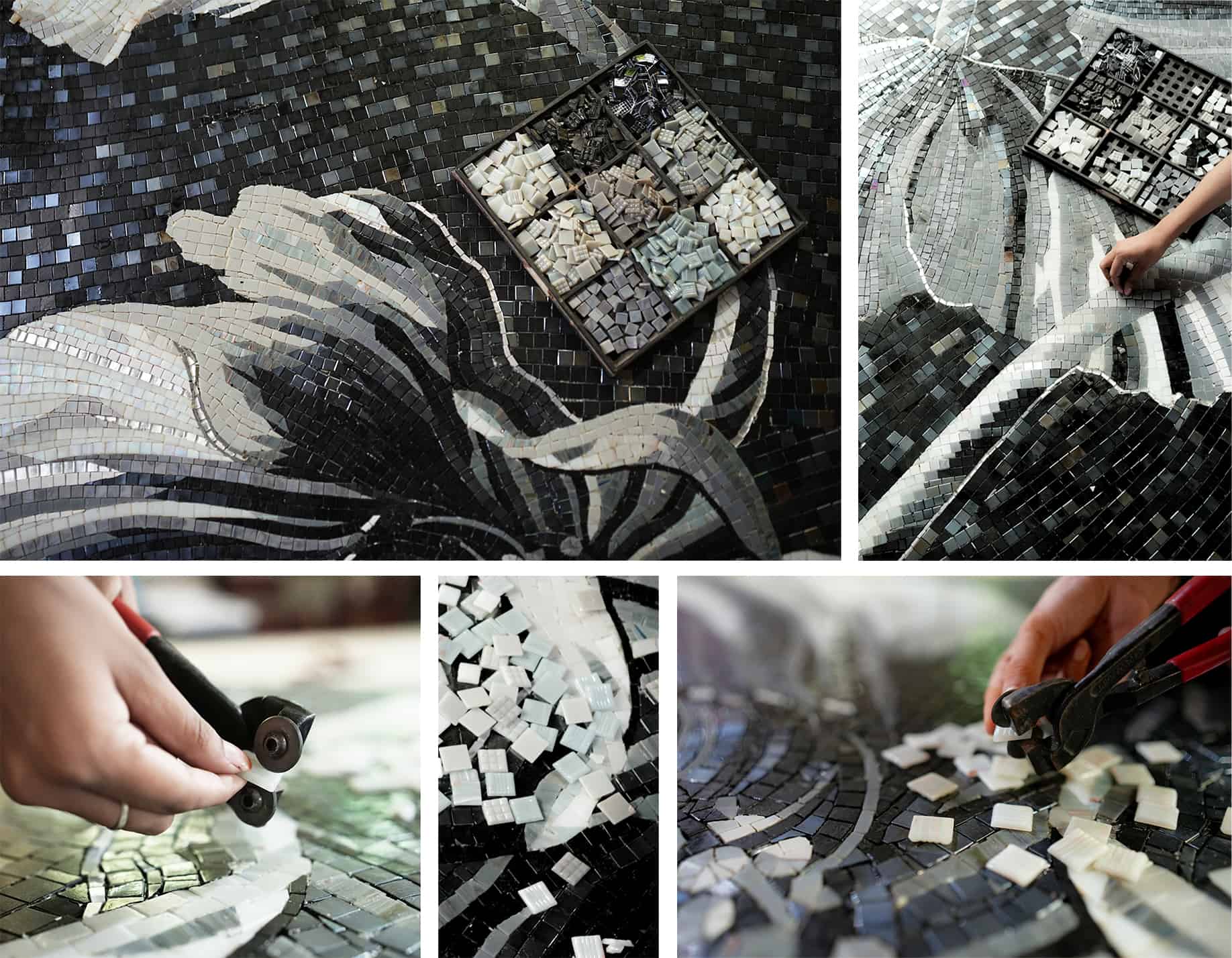 black and white mosaic art collage making MEC