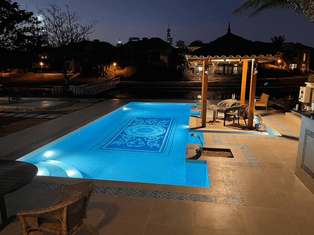 A private villa owner from Dubai UAE selected a mosaic custom pool designed