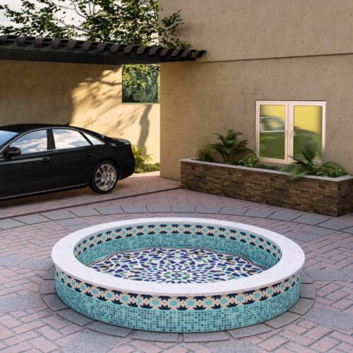 Mediterranean Arabesque Glass Mosaic Fountain Tiles - MEC Artworks