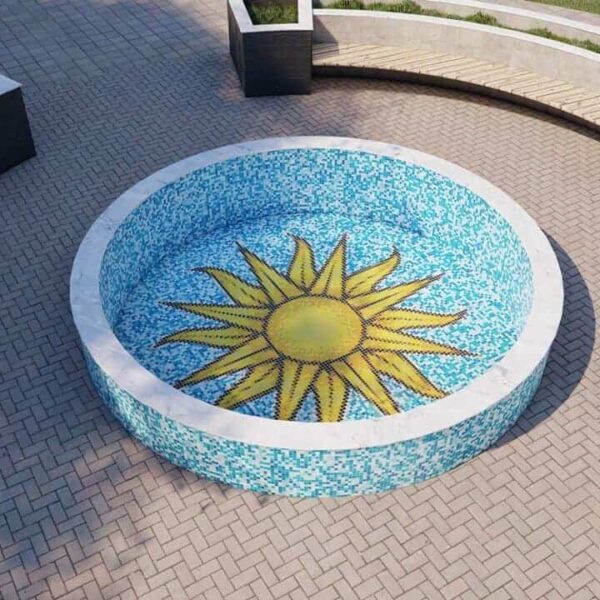 sun glass mosaic fountain design