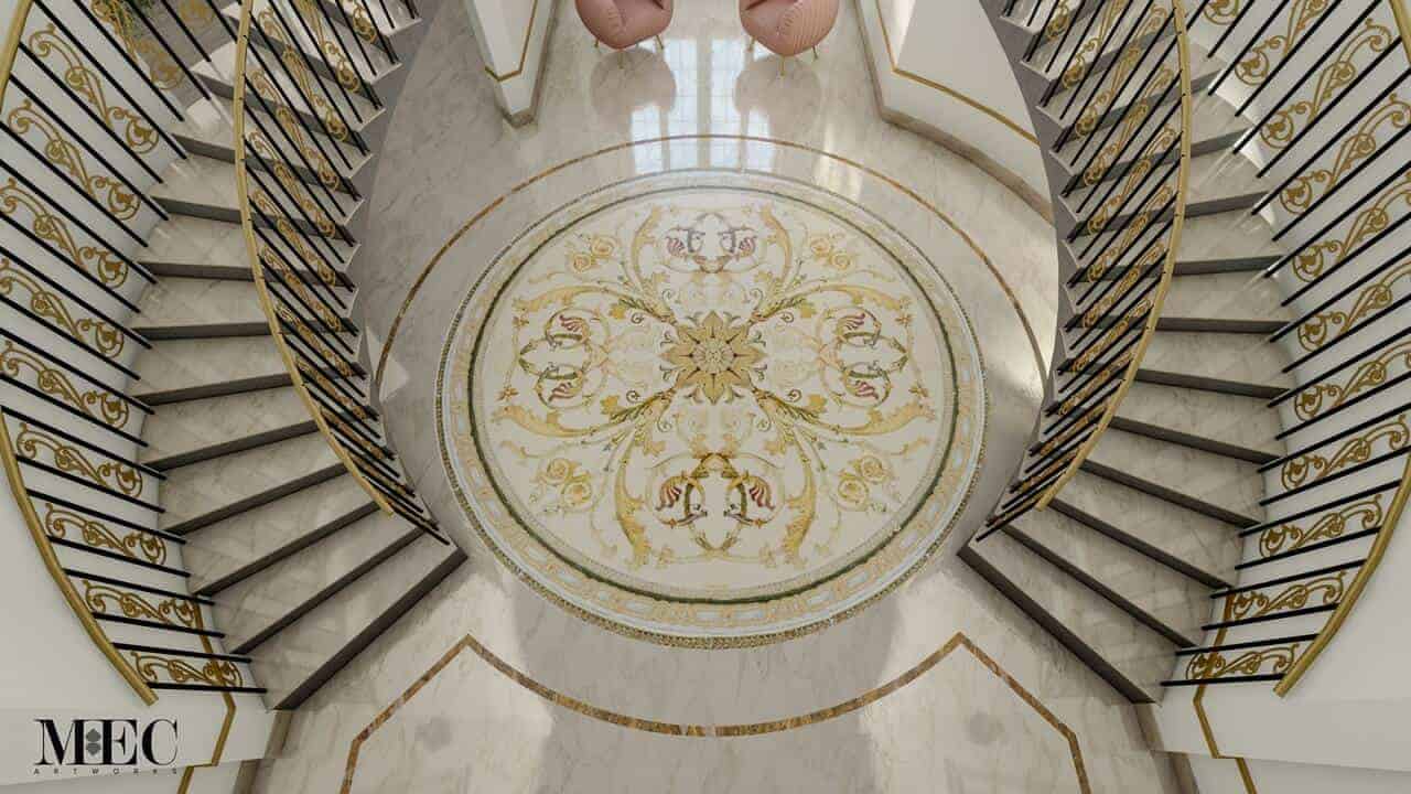 tavas lacuna marble mosaic rug flooring colorway custom