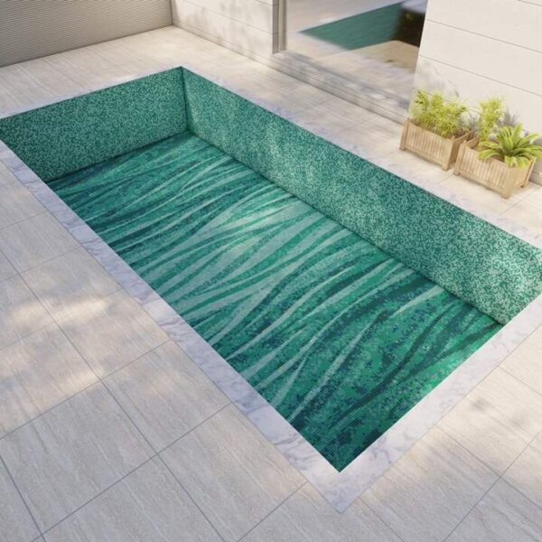 emerald currents abstract art-glass-mosaic-pool tiles with custom vertex pixl