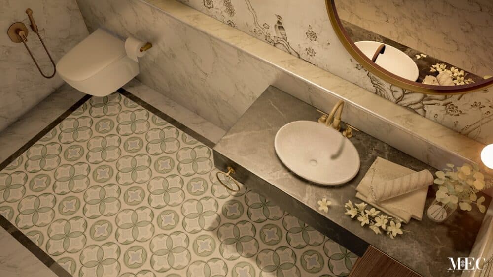 Sisal custom marble mosaic Maraic floor tile pattern