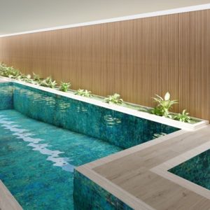 custom designed abstract vertex glass mosaic swimming pool PIXL