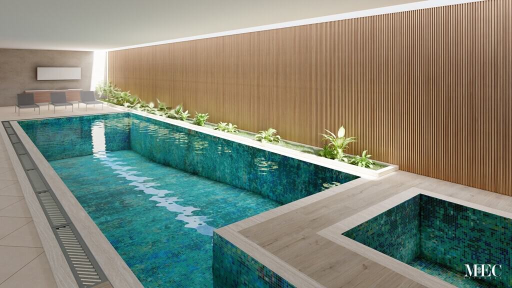 custom designed abstract vertex glass mosaic swimming pool PIXL